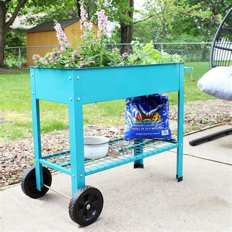 metal planter boxes on wheels|movable planter boxes on wheels.